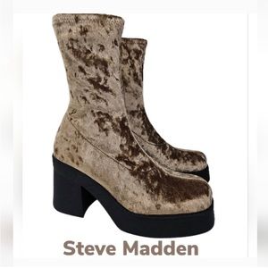 Steve Madden women’s brown velvet mid high boots. Size 6.5